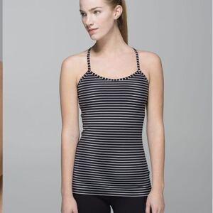Lululemon Power Y Tank *Luon Parallel Stripe Black White
